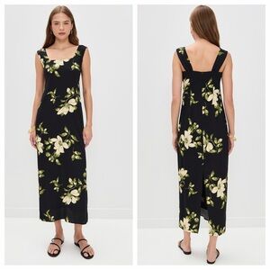 Reformation Vea Midi Dress Black Floral Mood For Love Womens 8 NWT